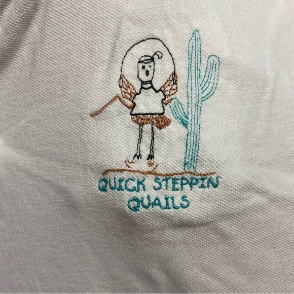 Men’s XL Polo Quail Jumprope Bird Quirky Embroidered Stitch Quick Steppin Quails - Picture 3 of 7